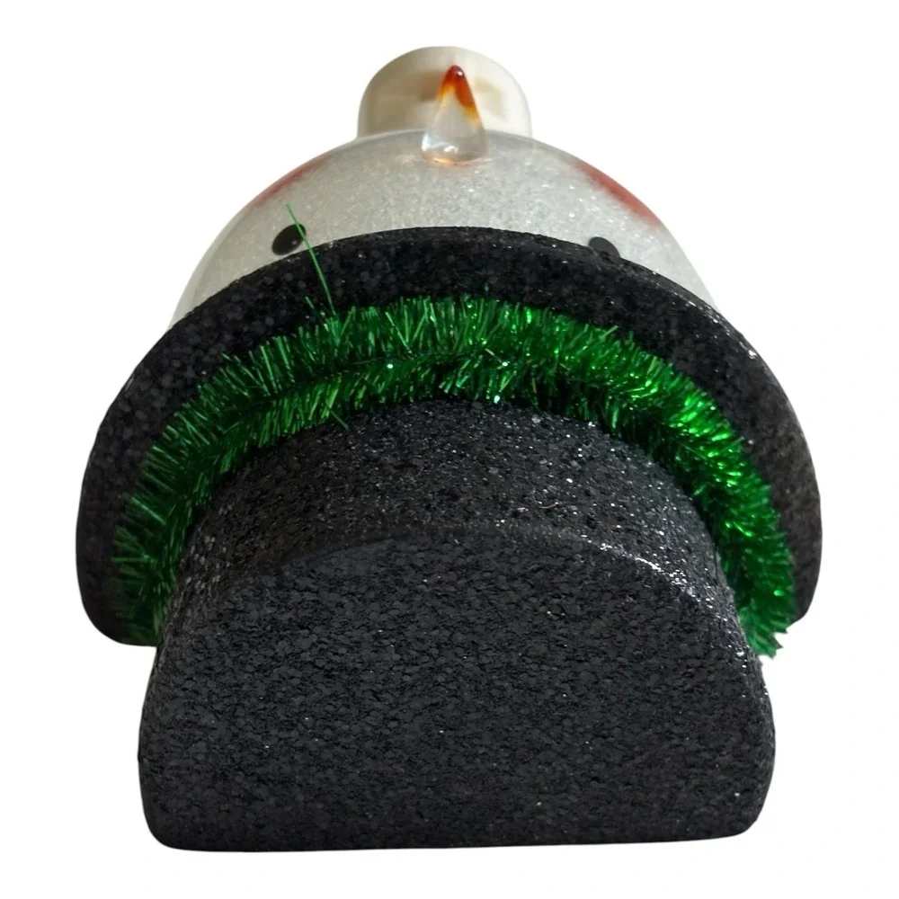 Vintage Snowman Plug-In Night Light Hard Plastic Glitter Top Hat On/Off Switch